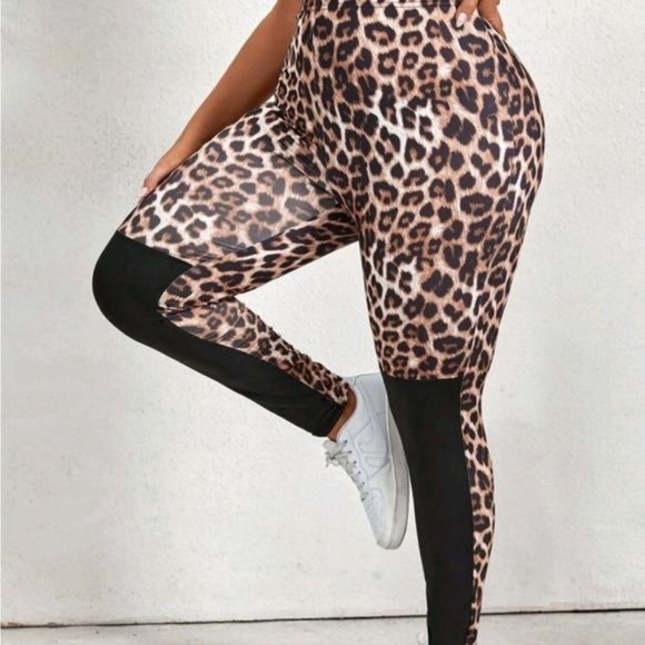 WOMANS BOHO Plus Leopard High Waist Leggings Size 12 XL - Picture 5 of 7